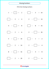 Missing numbers worksheet