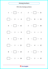 Missing numbers worksheet