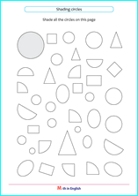 shade semicircles, quarter circles and full circles