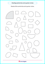 shade semicircles, quarter circles and full circles