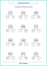 subtraction within 1,000 number bonds