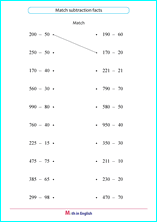 matching subtraction number sentences