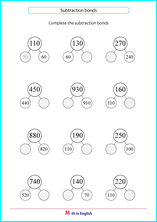 subtraction within 1,000 number bonds