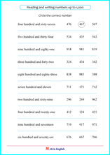 write 3 digit numerals spelling worksheet