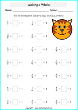 printable adding like fractions worksheets for kids in primary and elementary math class 