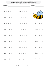 printable math mixed multiplication and division worksheets for kids in primary and elementary math class 