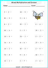 printable math mixed multiplication and division worksheets for kids in primary and elementary math class 