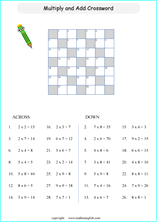 printable math addition crosswords worksheets