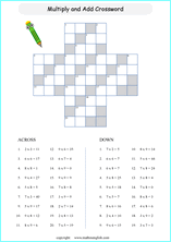 printable math addition crosswords worksheets