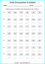 printable math comparing and ordering up to 1,000 worksheets for kids in primary and elementary math class 