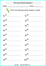 printable math ordinal numbers worksheets for kids in primary and elementary math class 