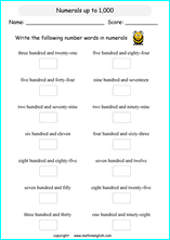 printable math writing and spelling large numbers worksheets