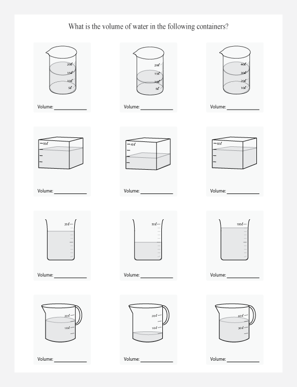 measuring volume and capacity worksheets for primary math  