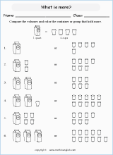 comparing volume and capacity worksheets for primary math  