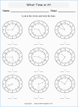 telling time worksheets for primary math