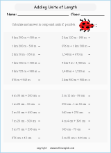 length units of measurement worksheets for primary math  