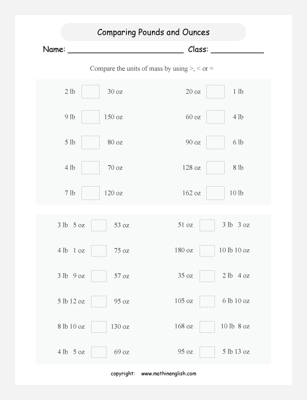 conversion of imperial units of mass worksheets for primary math  