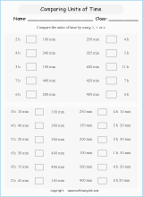 conversion of units of time worksheets for primary math