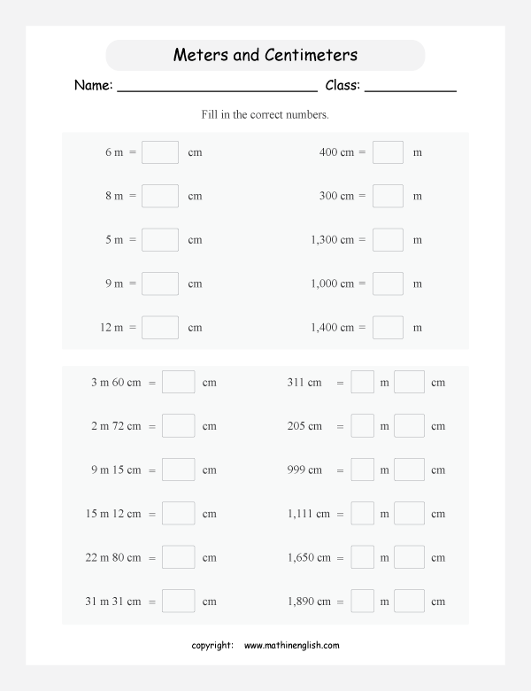 length conversion metric units worksheets for primary math  