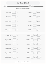 length conversion imperial units worksheets for primary math  