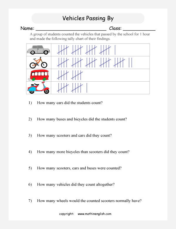 Tally Charts For 3rd Grade