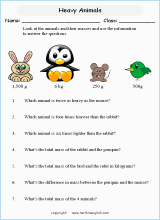 mass and weight word problem worksheets for primary math  