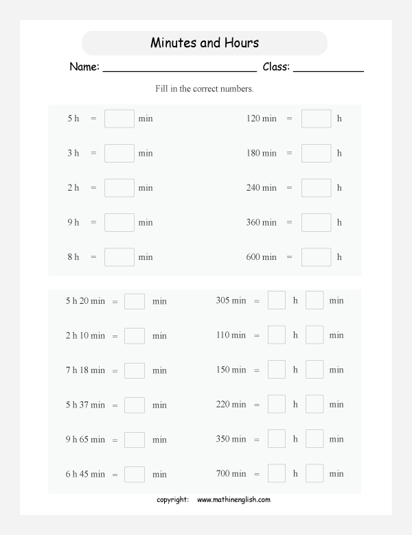 conversion of units of time worksheets for primary math