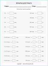 conversion of units of time worksheets for primary math