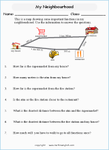 distance and maps worksheets for primary math  