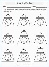 measuring mass worksheets for primary math  