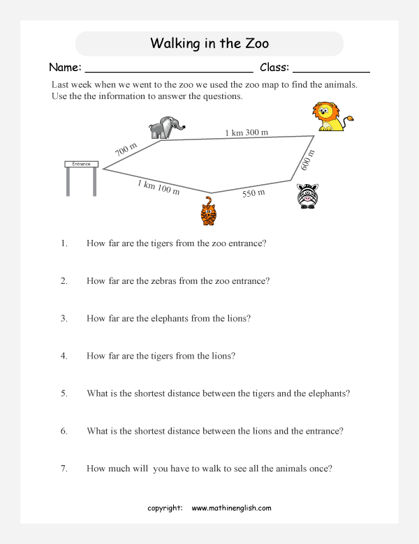 distance and maps worksheets for primary math  