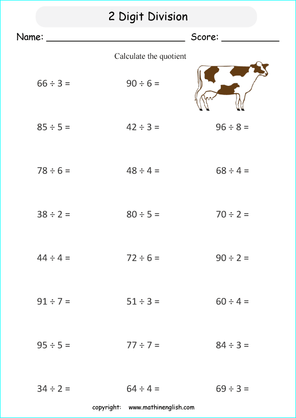 Dividing By 2 Digit Numbers Worksheets