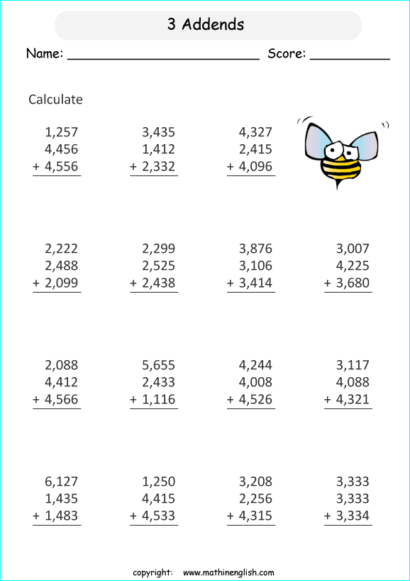 printable primary math worksheet for math grades 1 to 6 based on the