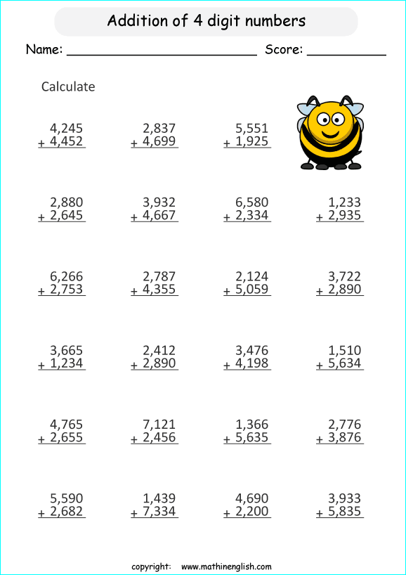 printable math addition large numbers worksheets