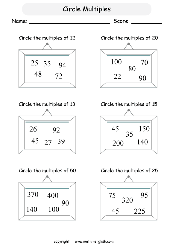  Factors And Multiples Worksheet Grade 6 Pdf Glorietalabel