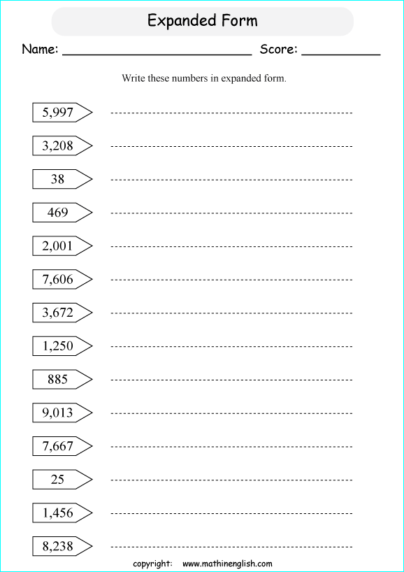 printable math place value of 4 digit number worksheets for kids in primary and elementary math class 