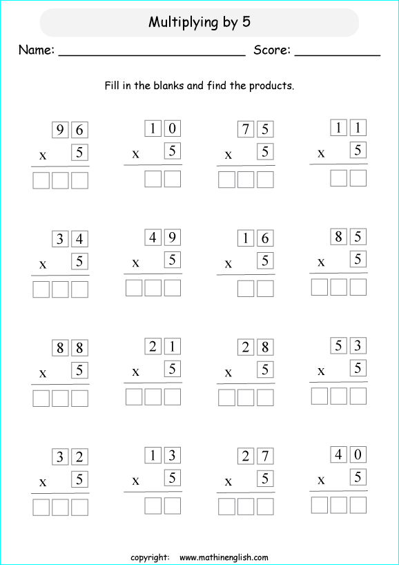 printable math multiplication 2 digits by 1 digit worksheets for kids in primary and elementary math class 