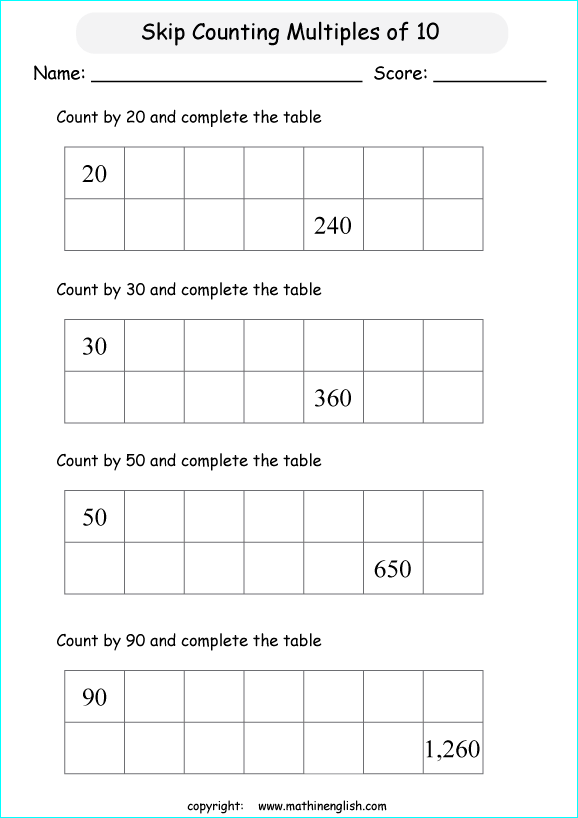 printable math skipcountimg 2 digit numbers worksheets for kids in primary and elementary math class 