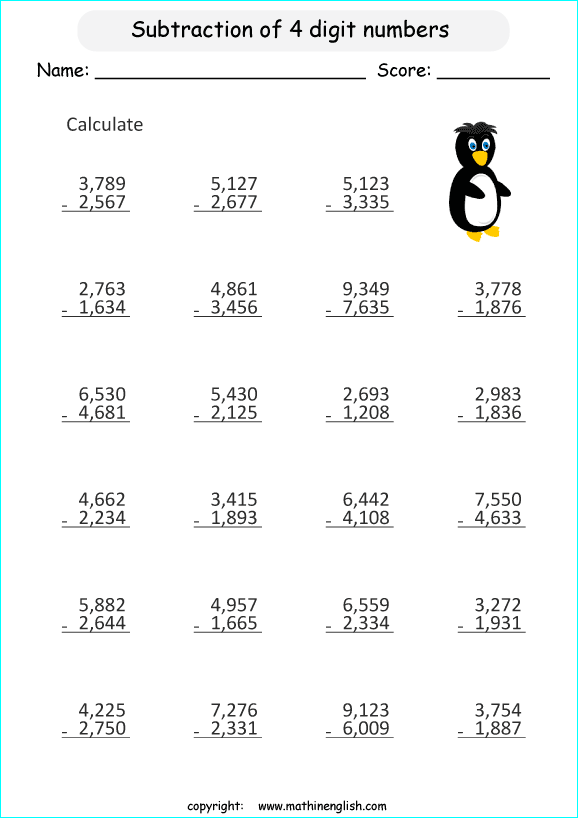 Printable primary math worksheet for math grades 1 to 6 based on the