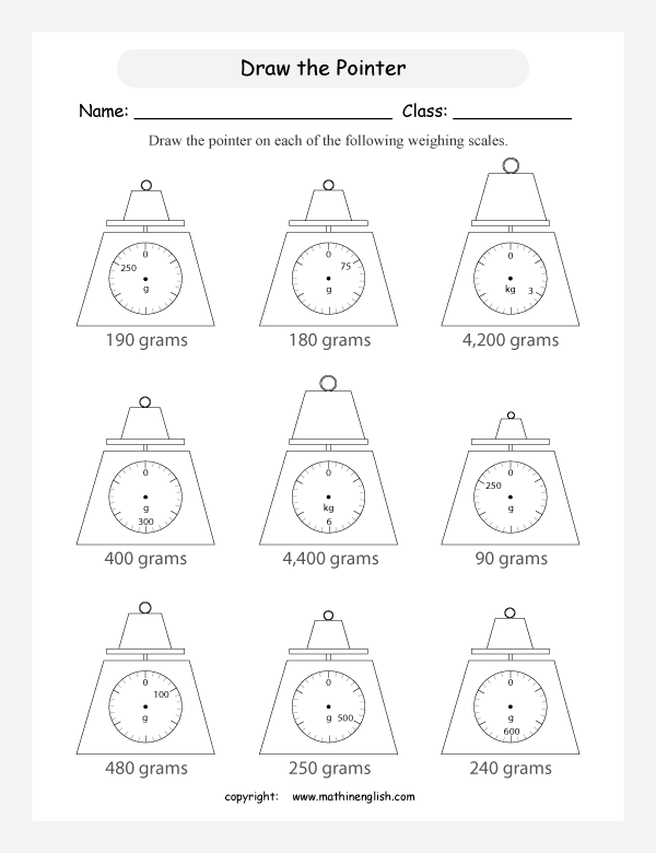 measuring mass worksheets for primary math  