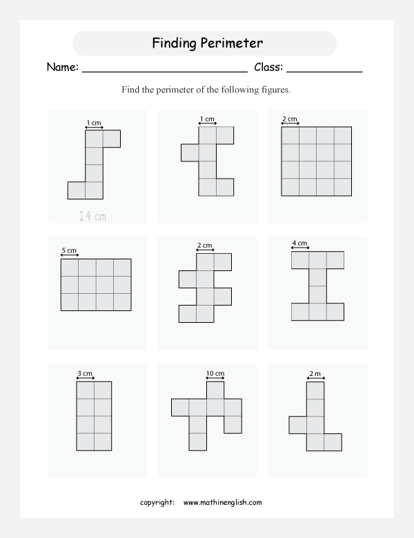 area and perimeter basics math worksheets for primary math class 