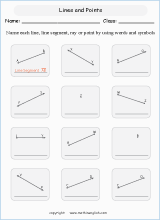 lines and points geometry math worksheets for primary math class 