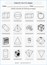 3d shapes and nets geometry math worksheets for primary math class 