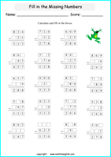 printable math missing numbers subtraction worksheets for kids in primary and elementary math class 