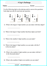 printable math place value of 4 digit number worksheets for kids in primary and elementary math class 