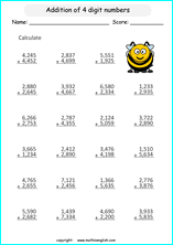 printable math addition large numbers worksheets