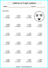 printable math addition large numbers worksheets