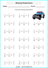 printable math addition like fractions worksheets