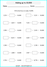 printable math addition large numbers worksheets