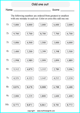 printable math comparing and ordering up to 10,000 worksheets for kids in primary and elementary math class 